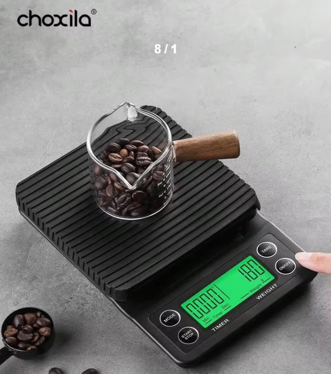 ميزان قهوة رقمي CHOXILA مع مؤقت – دقة 0.1 جم وشاشة LCD مضيئة